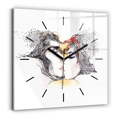 Négyzet alakú üvegóra 30x30 Szerelmes csók rajz