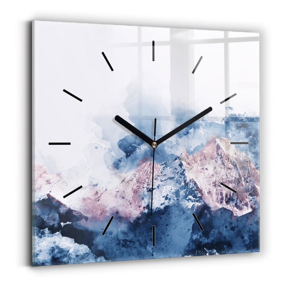 Négyzet alakú üvegóra 30x30 Absztrakt hegyláncok