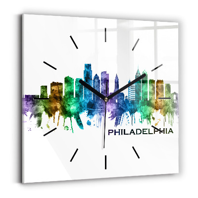 Szögletes üvegóra 30x30 Színes Philadelphia