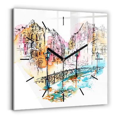 Négyzet alakú üvegóra 30x30 Festett építészet