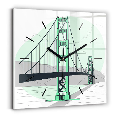 Szögletes üvegóra 30x30 Zöld híd