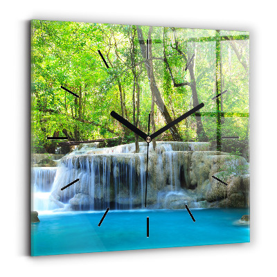 Szögletes fali üvegóra 30x30 Vízesés az erdőben