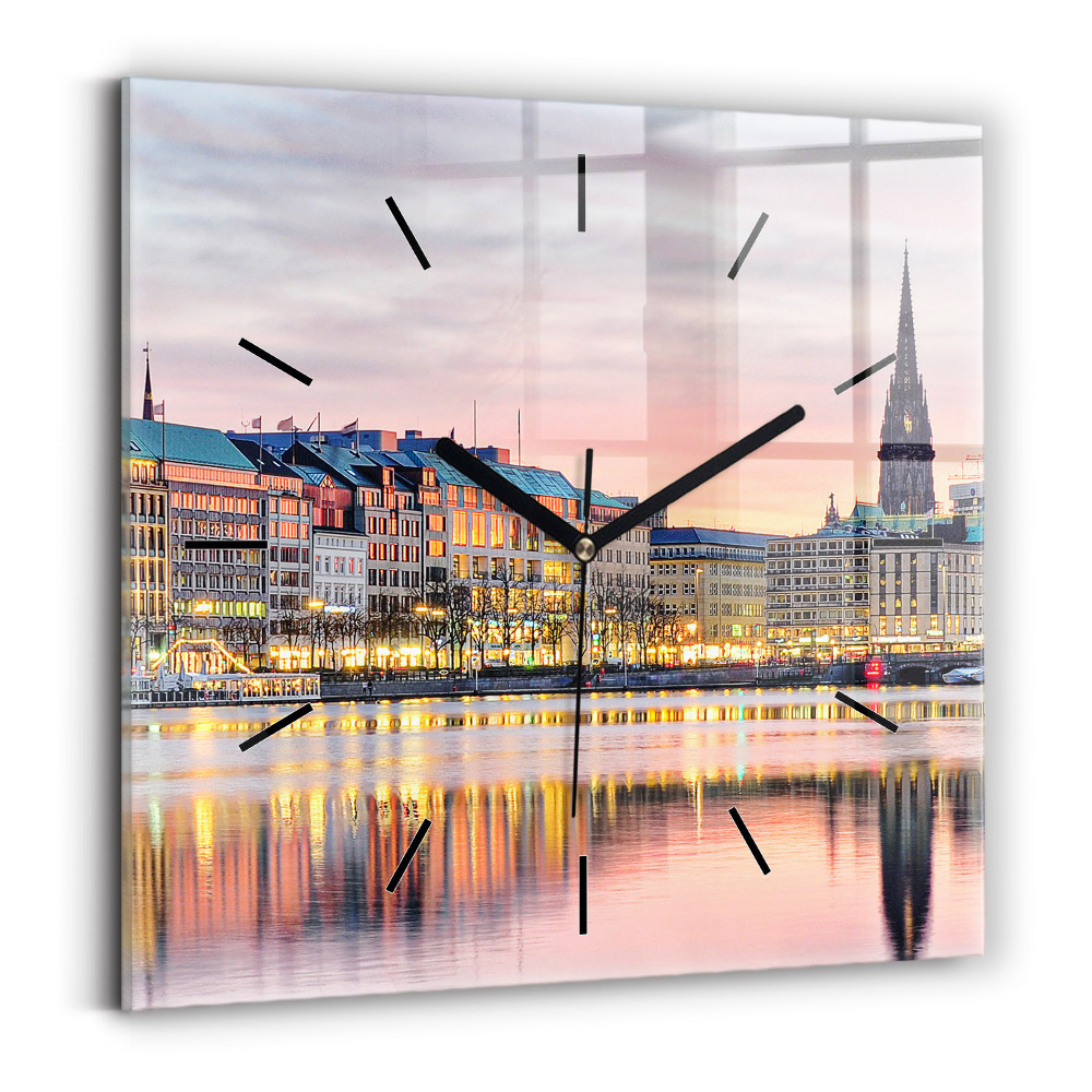 Szögletes üvegóra 30x30 Alster Hamburgban