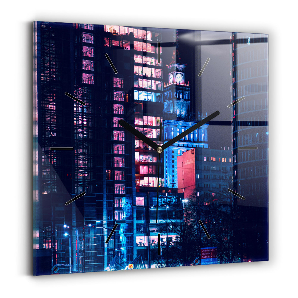 Szögletes fali üvegóra 30x30 Varsó éjszaka