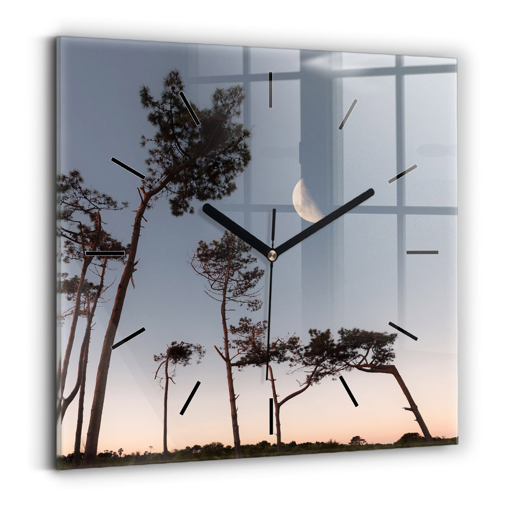 Négyzetes üvegóra 30x30 Félhold és a fák