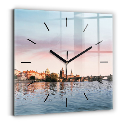 Négyzetes üvegóra 30x30 Károly híd Prágában