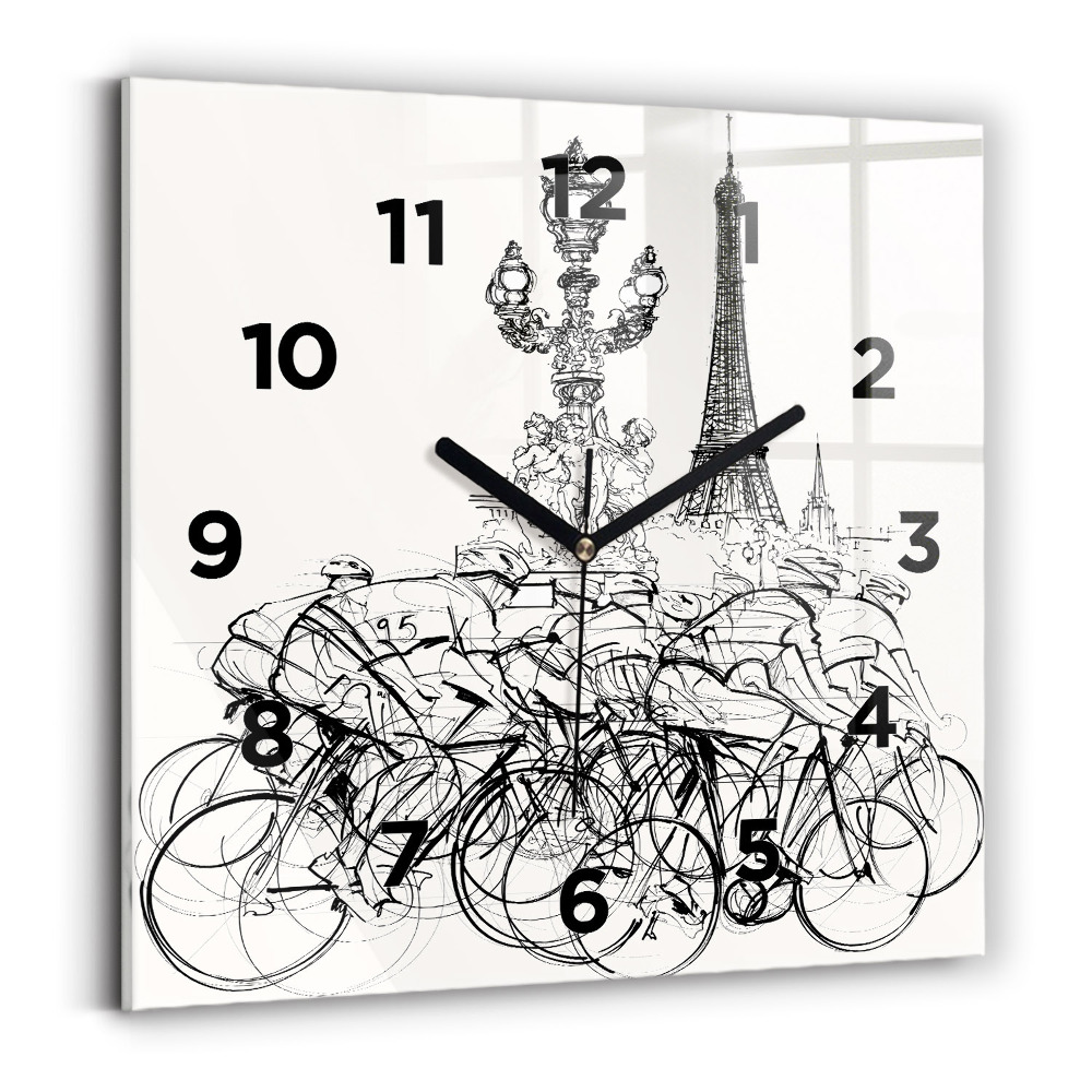 Szögletes üvegóra 30x30 Kerékpáros verseny rajz