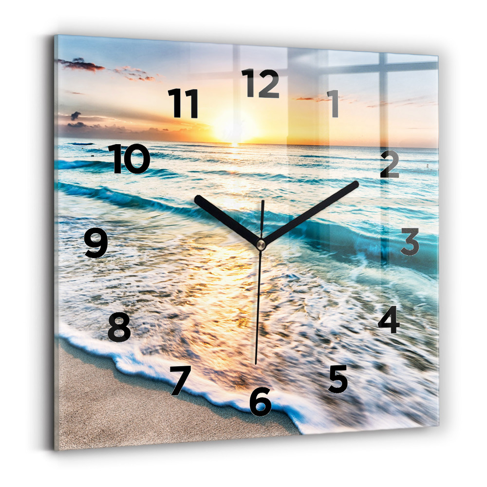 Szögletes fali üvegóra 30x30 Strand, tenger és homok