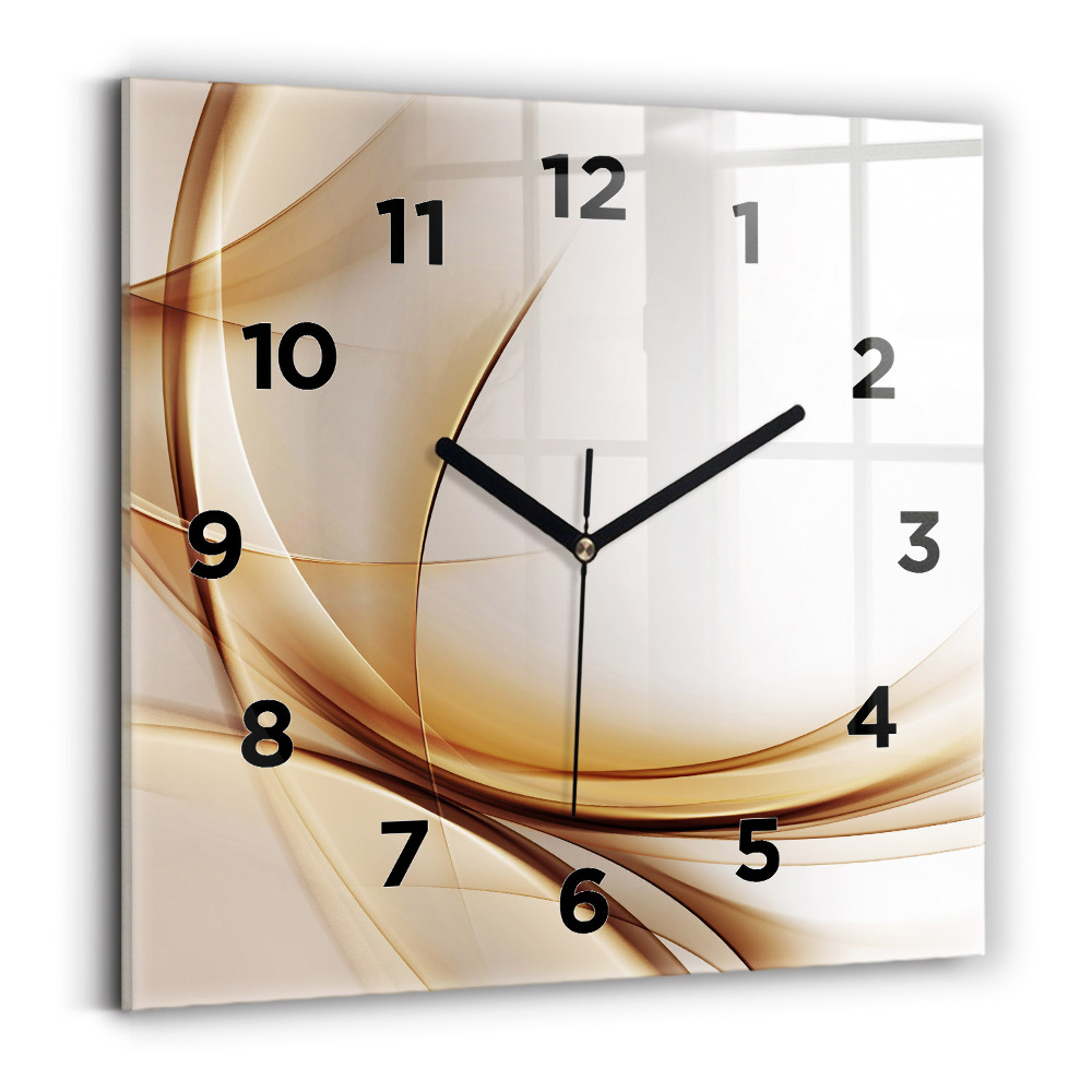 Szögletes üvegóra 30x30 Arany absztrakció