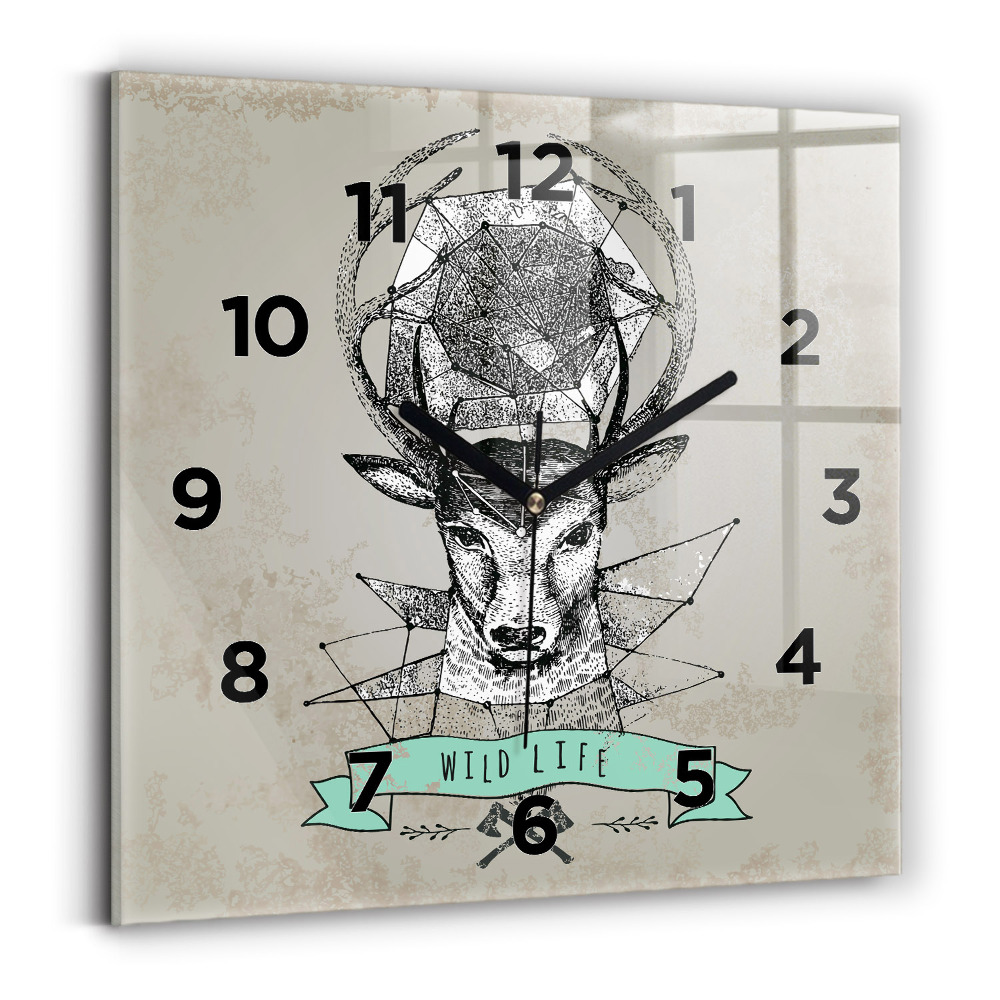 Négyzet alakú üvegóra 30x30 Szarvasfej