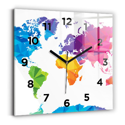 Szögletes fali üvegóra 30x30 Absztrakt világtérkép