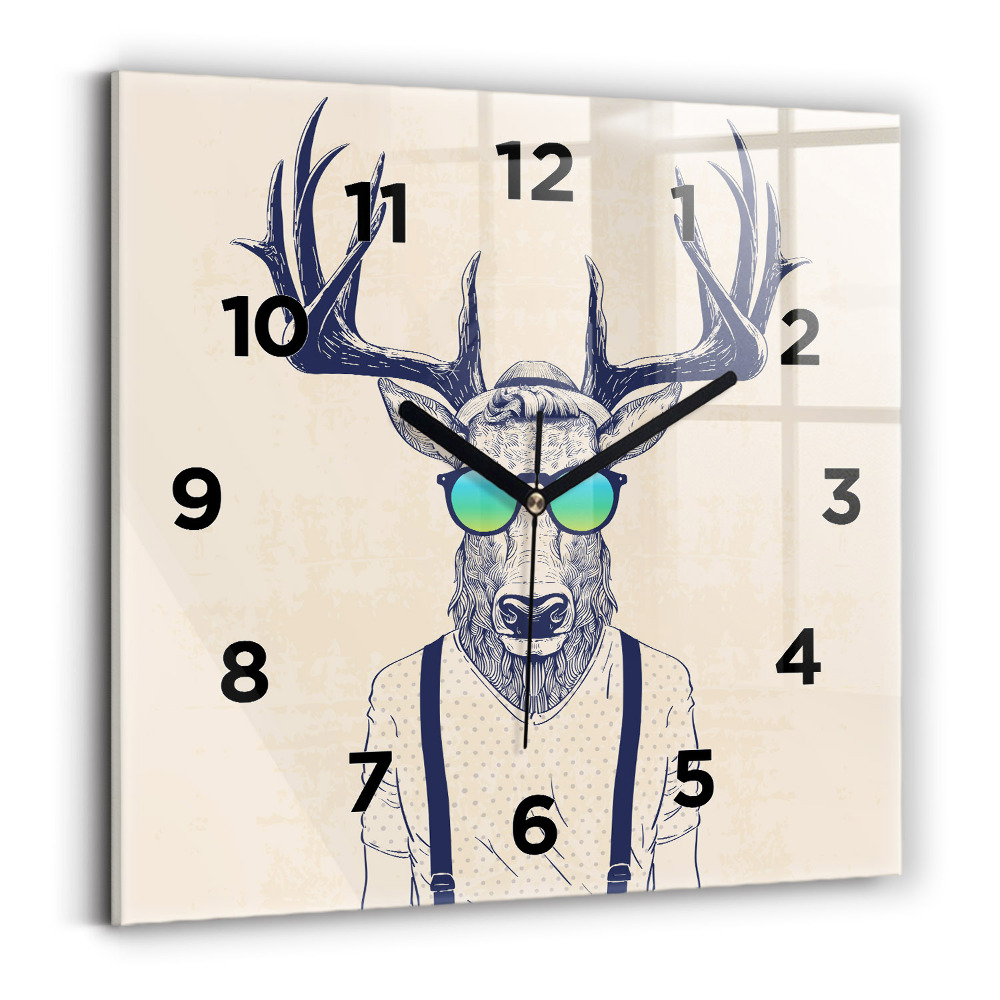 Szögletes fali üvegóra 30x30 Absztrakt szarvas