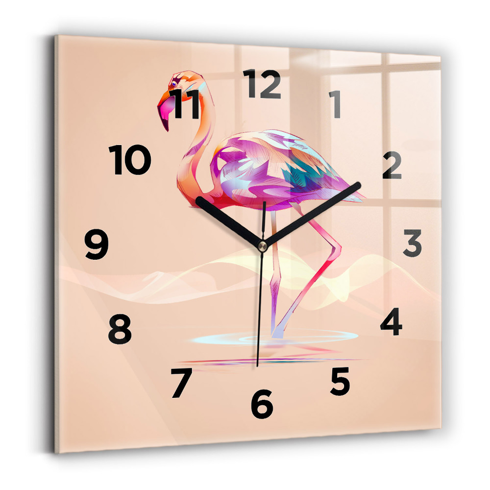 Szögletes fali üvegóra 30x30 Flamingo illusztráció