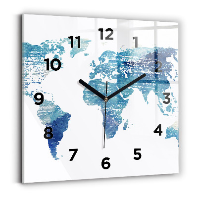 Szögletes üvegóra 30x30 világtérkép