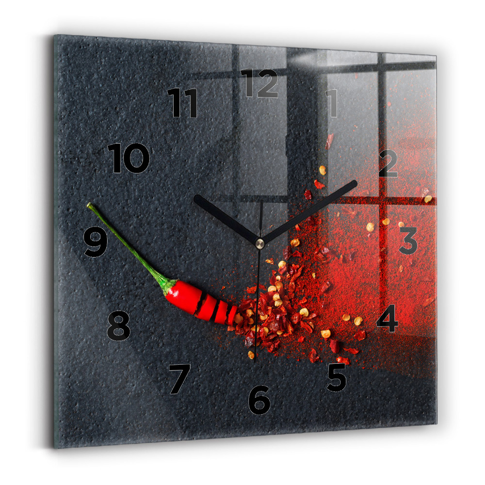 Szögletes fali üvegóra 30x30 Pirospaprika fűszer