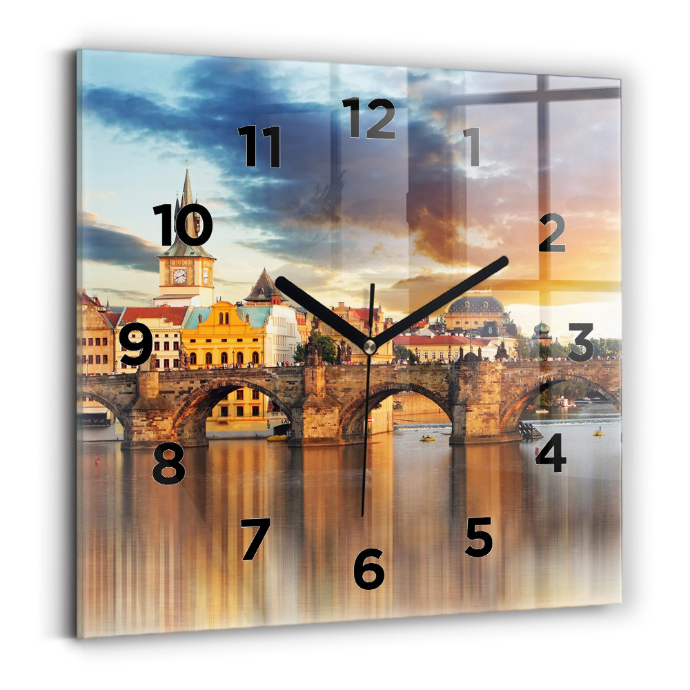 Négyzetes üvegóra 30x30 Panoráma a folyó felett