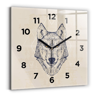 Szögletes üvegóra 30x30 Farkasfej
