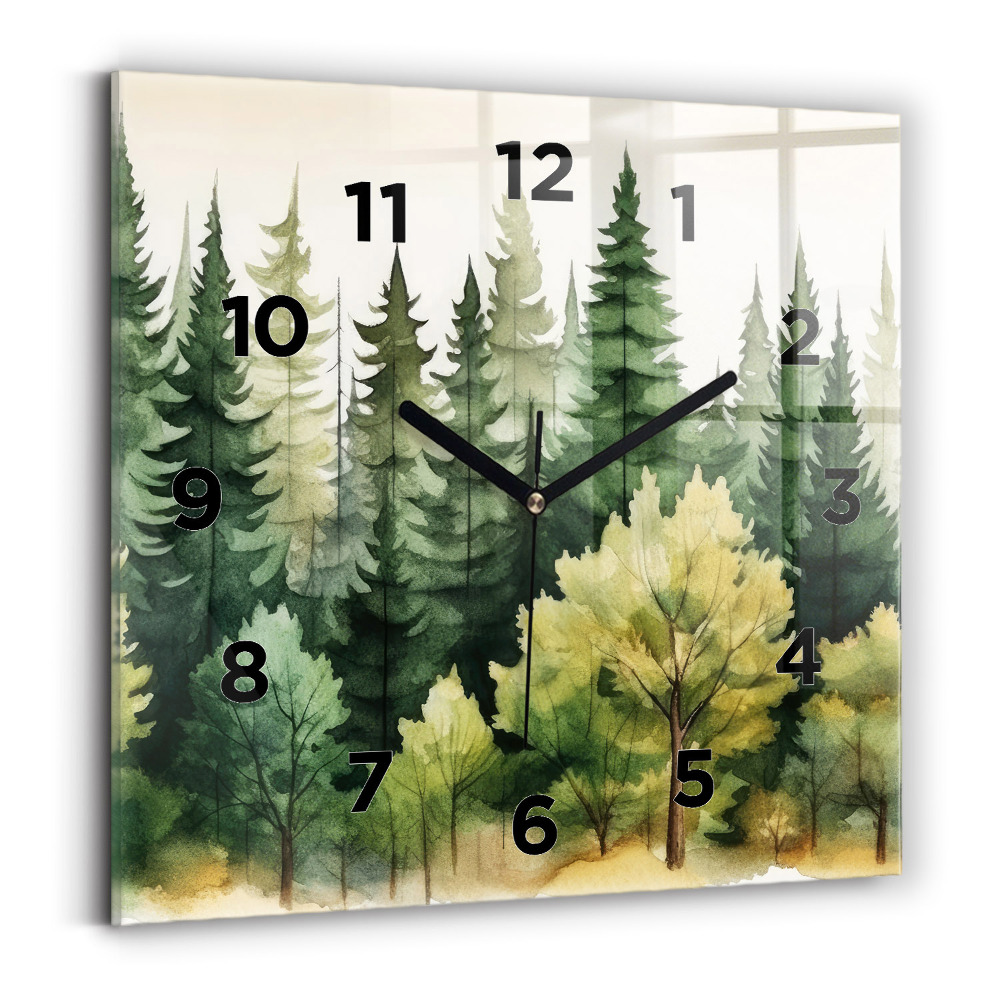 Négyzetes üvegóra 30x30 Erdei táj