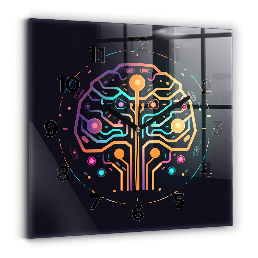 Négyzetes üvegóra 30x30 Színes absztrakció