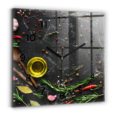 Négyzetes üvegóra 30x30 Fűszerek a pulton