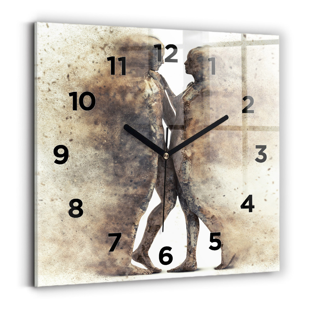 Négyzetes üvegóra 30x30 Absztrakt emberek homok