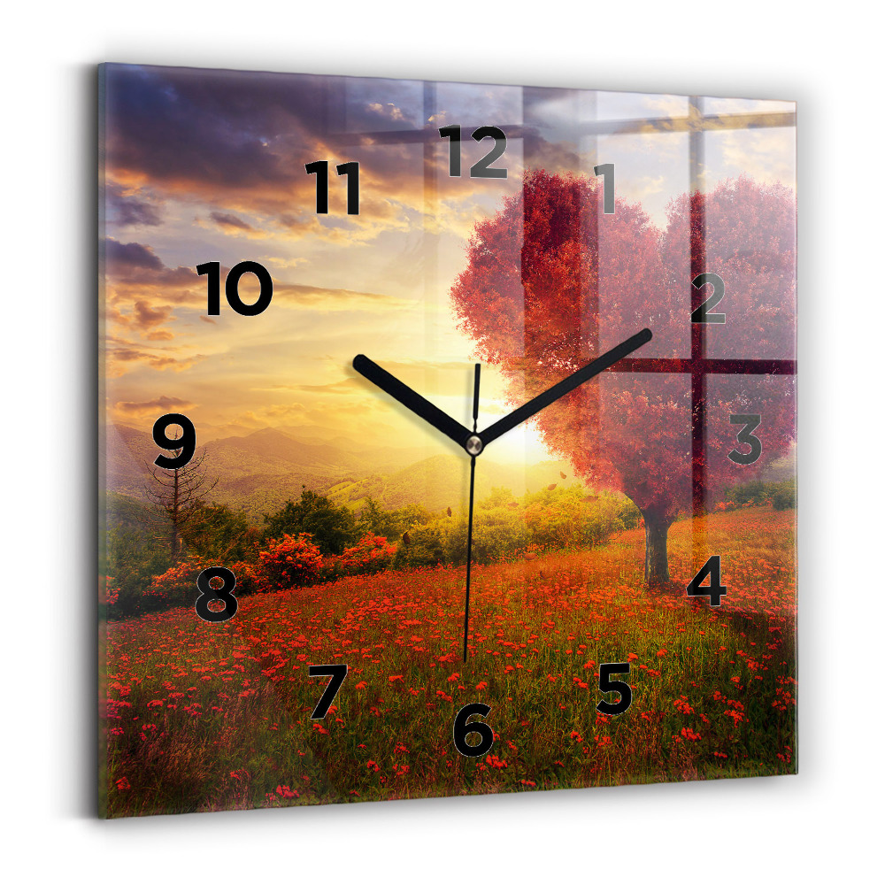 Négyzet alakú üvegóra 30x30 Szerelem szívfa