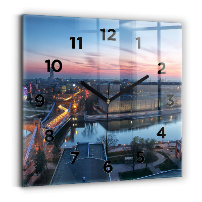 Szögletes üvegóra 30x30 Wrocław egy drónról