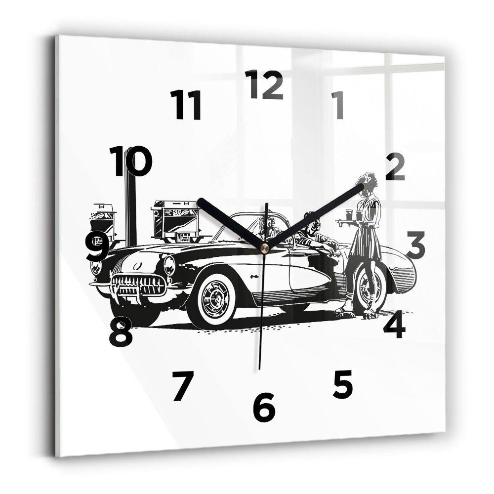 Szögletes fali üvegóra 30x30 Retro Illusztráció