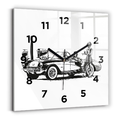 Szögletes fali üvegóra 30x30 Retro Illusztráció