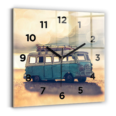 Szögletes üvegóra 30x30 Lakókocsi a tengerparton