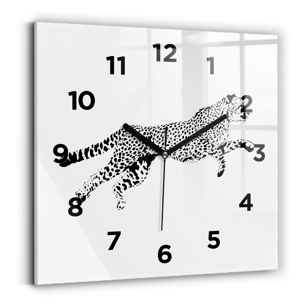 Négyzetes üvegóra 30x30 Párduc sziluett