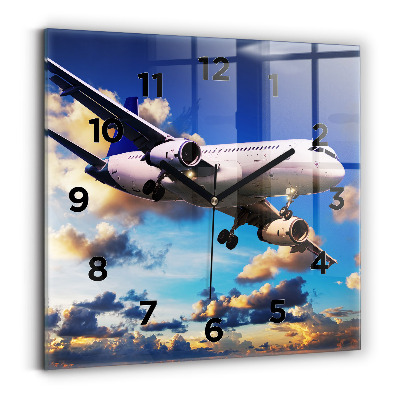 Szögletes fali üvegóra 30x30 Repülőgép a felhőkben