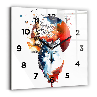 Szögletes fali üvegóra 30x30 A farkas és a telihold