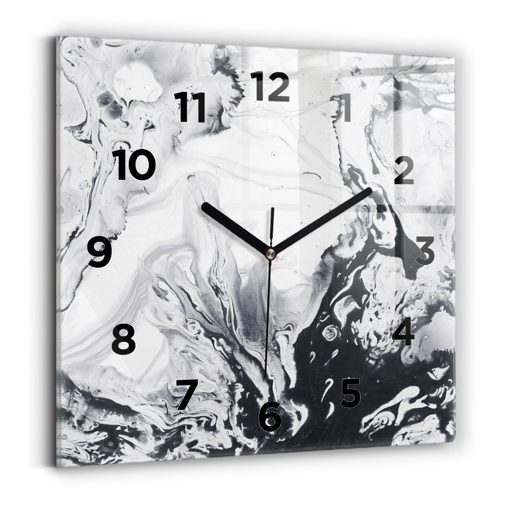 Szögletes üvegóra 30x30 Absztrakt tinta márvány