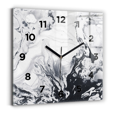 Szögletes üvegóra 30x30 Absztrakt tinta márvány