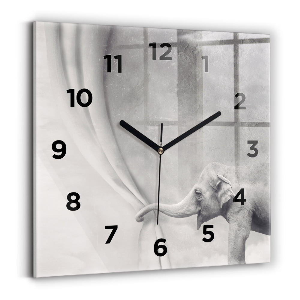 Szögletes üvegóra 30x30 Elefánt