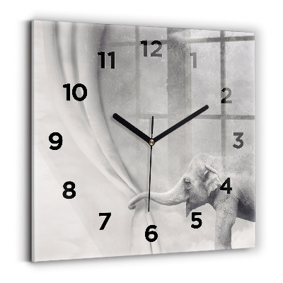 Szögletes üvegóra 30x30 Elefánt