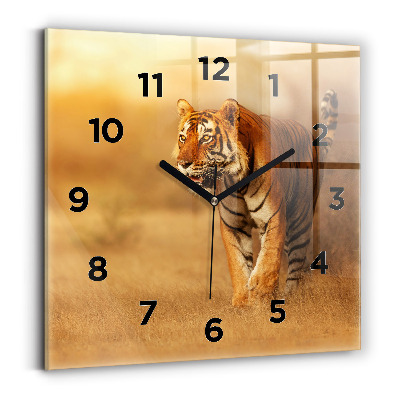 Négyzet alakú üvegóra 30x30 Tigrisvadászat