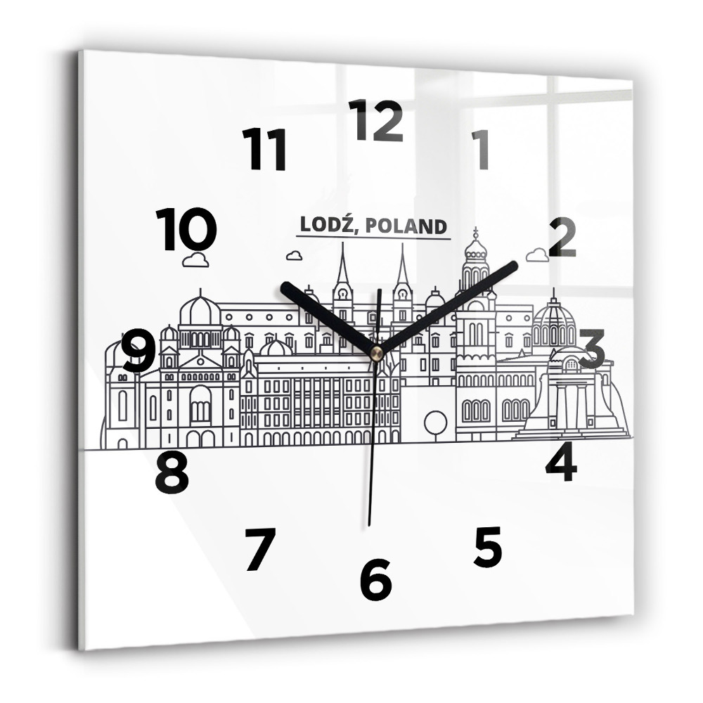 Négyzet alakú üvegóra 30x30 Łódź építészeti panoráma