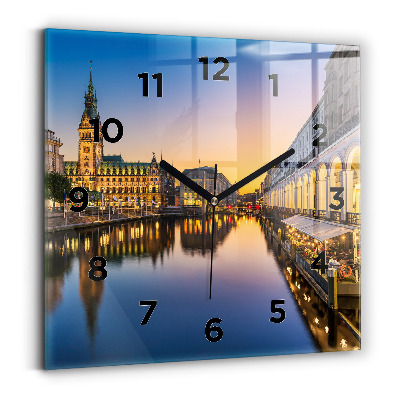 Négyzetes üvegóra 30x30 Hamburg városháza