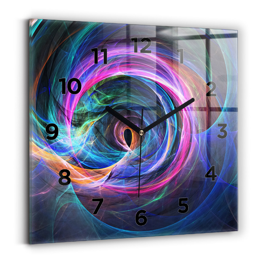 Négyzet alakú üvegóra 30x30 Színes fraktál