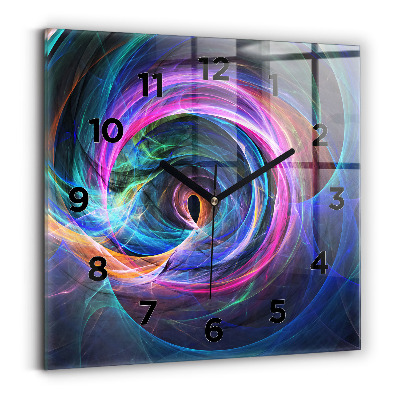 Négyzet alakú üvegóra 30x30 Színes fraktál