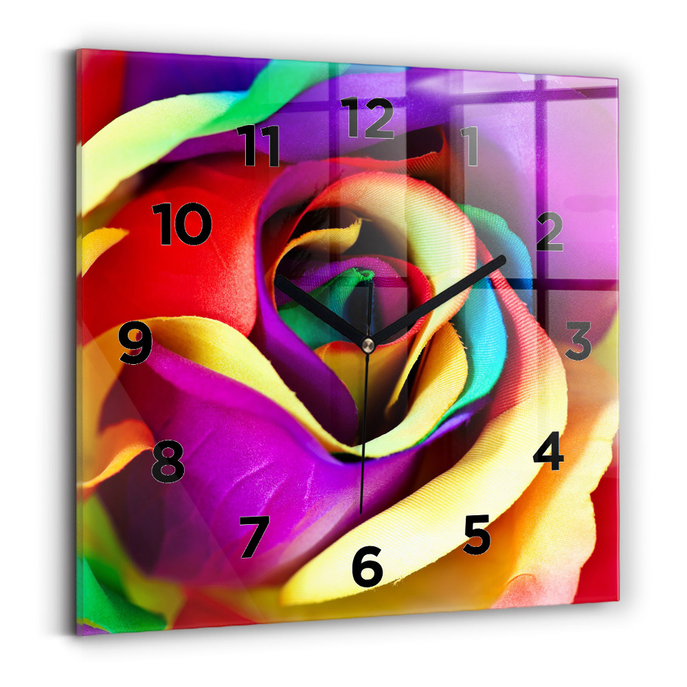 Négyzet alakú üvegóra 30x30 Szivárvány rózsa