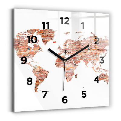 Négyzetes üvegóra 30x30 Régi tégla térkép