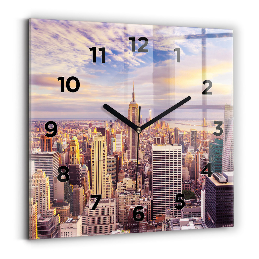 Szögletes fali üvegóra 30x30 New York-i naplemente
