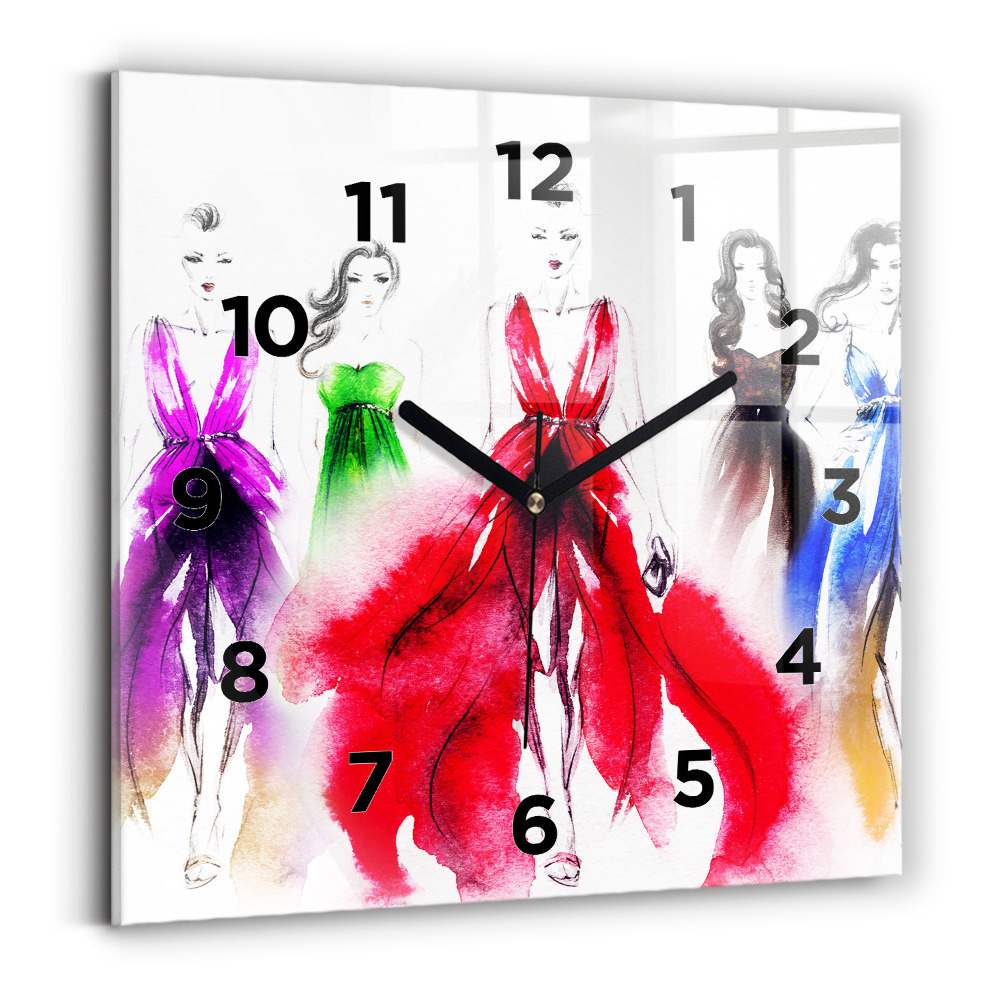 Szögletes üvegóra 30x30 Nők színes ruhákban