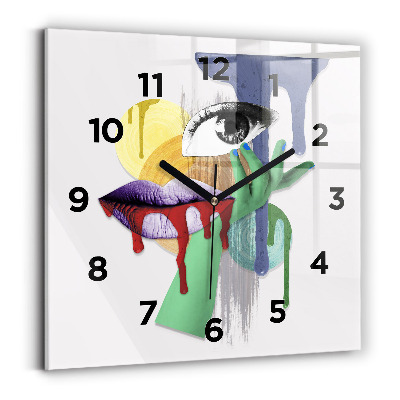 Négyzetes üvegóra 30x30 Szürreális kollázs