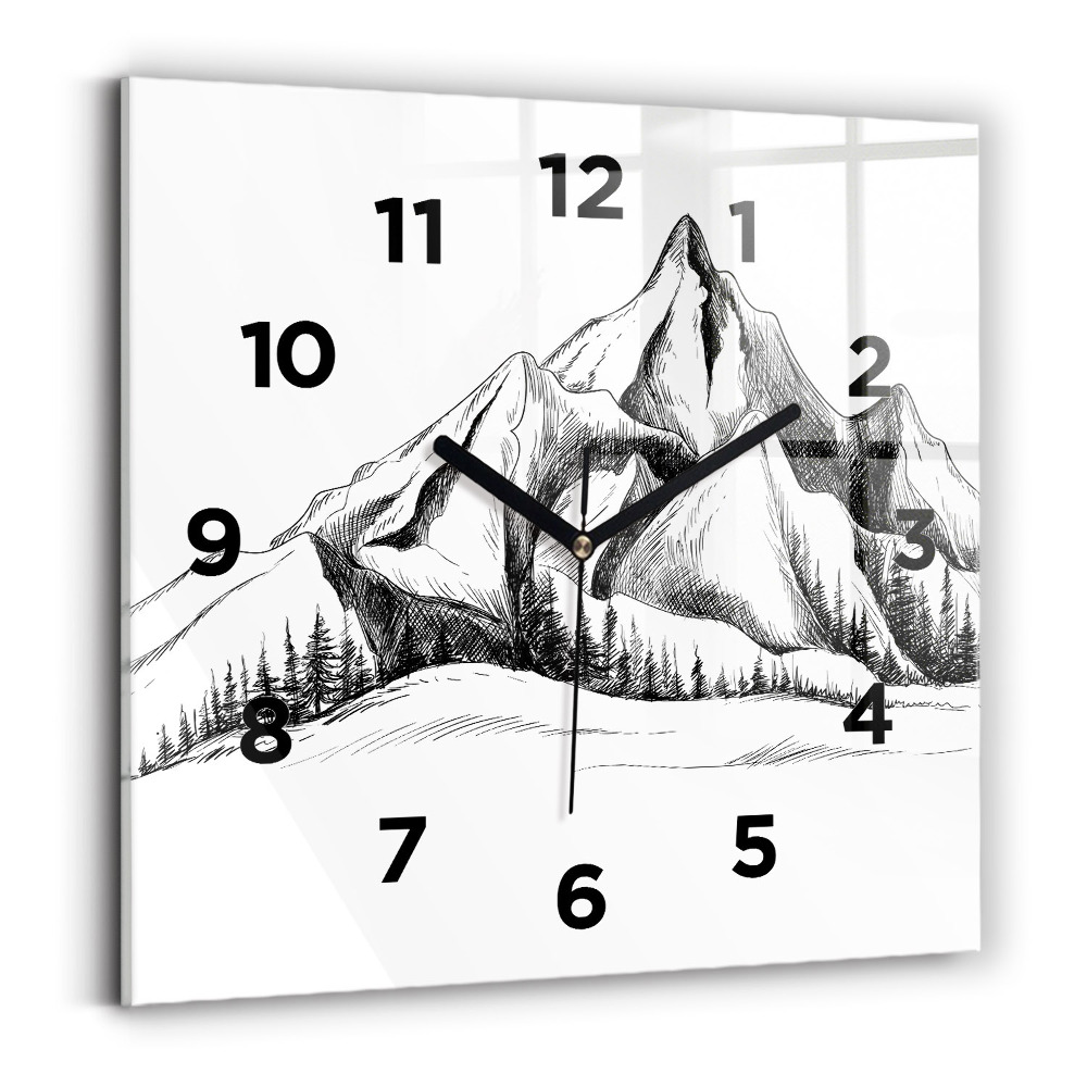 Szögletes fali üvegóra 30x30 Rajzolt hegyek