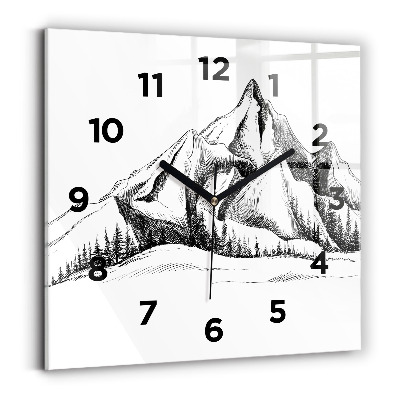 Szögletes fali üvegóra 30x30 Rajzolt hegyek