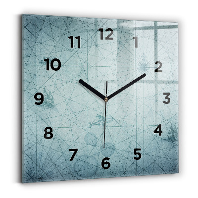 Négyzetes üvegóra 30x30 Vintage térkép